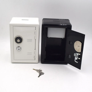 Mini cassaforte a dizionario da 18 cm con serratura meccanica e chiavi in nero e bianco