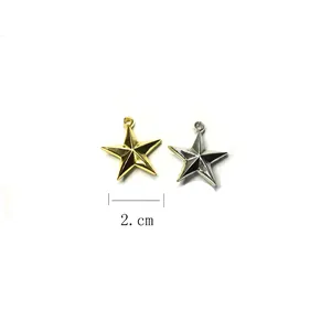 Golden and silver 2cm 3D star charms for DIY Christmas tree topper decorations