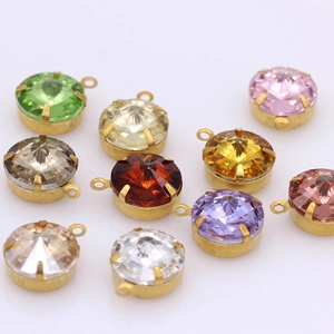 Colorful round faceted crystal pendants with gold claw settings for jewelry making