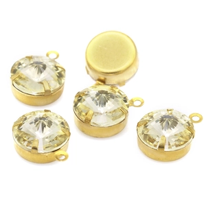 Golden metal round crystal glass pendant accessories for DIY jewelry necklace