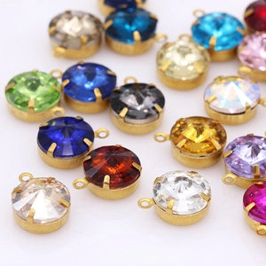 Colorful round glass crystal pendants with gold claw settings for DIY jewelry making