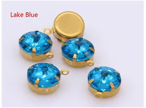 Lake blue faceted crystal pendant with gold claw setting and single loop attachment