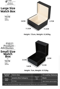 Detailed dimensions of the black PU leather watch storage box with inner lining options