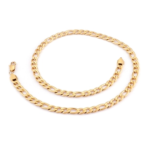 Polished golden stainless steel Figaro chain necklace with lobster clasp for men