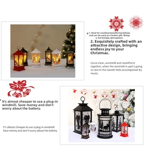 Set of decorative Christmas LED lanterns with festive holiday silhouettes for home