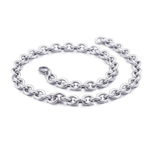 Collana a catena ad O in acciaio inossidabile argento lucido con chiusura a moschettone