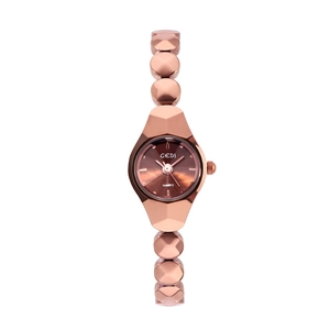 Elegant rose gold women's quartz bracelet watch with geometric link strap by GEDI