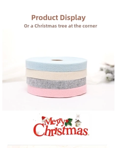 Close-up of Morandi colored wool felt ribbon rolls for DIY Christmas tree wreath decoration