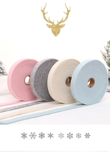 Detail of wool felt ribbons in pastel tones for DIY Christmas wreaths and holiday gift wrap