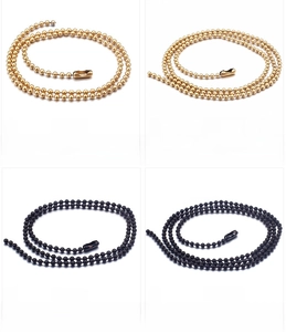 Polished stainless steel bead chains in gold and black with simple plug-in clasps