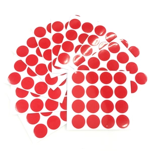 Waterproof clear acrylic double-sided adhesive dots shown in a circular red sheet format