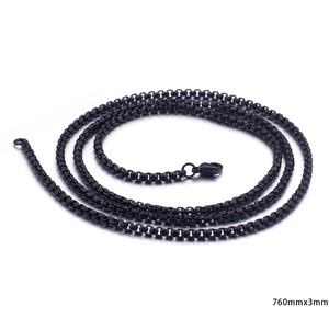 760mm black stainless steel square venice box chain necklace for men and women