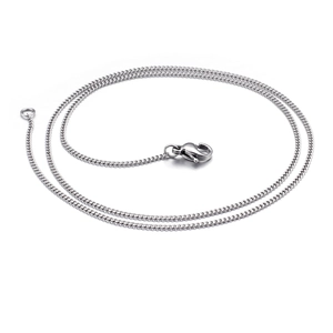 Sleek silver twisted chain necklace with a lobster clasp closure on white background
