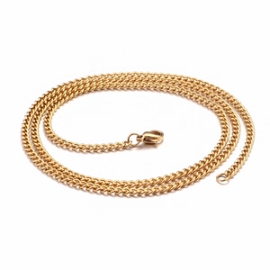 Classic gold-plated stainless steel thin link chain necklace with lobster clasp closure