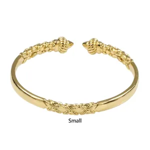 18K gold plated copper bangle with pumpkin motifs and intricate embossed floral texture