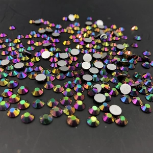 Macro shot of assorted round AB aurora borealis flatback rhinestones for nail art