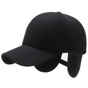 Winter corduroy baseball cap for men with ear protection flaps and SPORT embossing