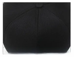 Detailed view of the six-panel crown stitching and top button on a black corduroy cap