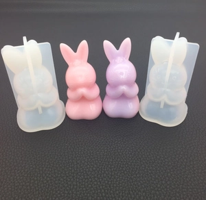 Macro view of Rabbit shape DIY silicone mold for making resin or plaster statues