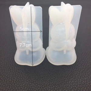 DIY silicone 3D rabbit mold for crystal resin and plaster crafts in 5cm and 7.7cm sizes
