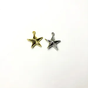 3D metal star ornaments in gold and silver finish with hanging loop for DIY Christmas decor
