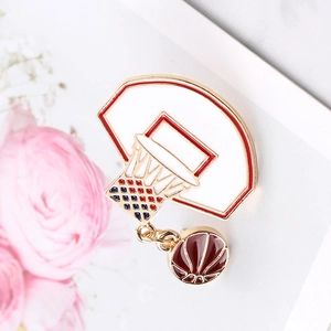 Basketball hoop enamel brooch sports style fashion lapel pin for bags and shirts detail view