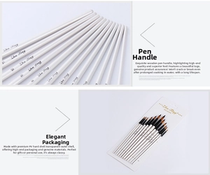Close-up of 12-piece professional watercolor brush set with white handles and nylon tips