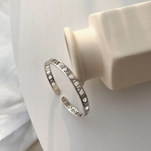 925 Sterling Silver Hollow Roman Numeral Open Cuff Bangle Bracelet For Women Minimalist Modern Fashion Jewelry