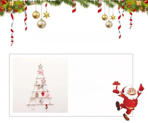 Triangle wooden Christmas tree hanging decoration with red hearts and stars for wall