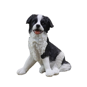Realistic Border Collie puppy ornament for car interior and desk decor with detailed fur texture