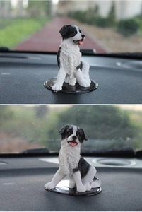 Macro view of realistic Border Collie resin dog ornament with detailed fur texture
