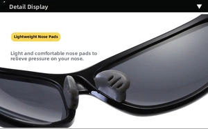 Detailed macro view of soft non-slip nose pads on black cycling sunglasses frames