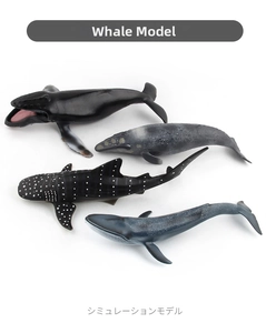 Detailed realistic whale models including sperm whale, whale shark and blue whale