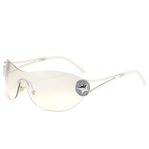 Lunettes de soleil Y2K sans monture avec verres dégradés champagne et étoiles argentées