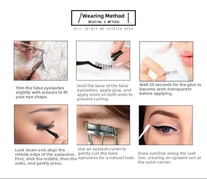 Step-by-step tutorial for applying 3D false eyelashes with trimming and gluing tips