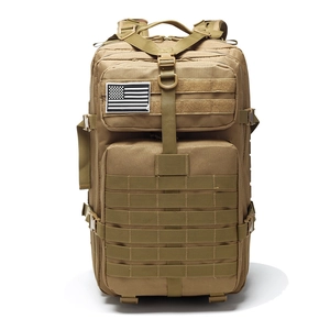 Tactical Backpack Waterproof Oxford Cloth MOLLE System Outdoor Hiking Camping Rucksack Large Capacity Camouflage Pattern US Flag Patch