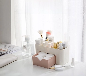 Top multi-slot open organizer compartments for makeup brushes and skincare storage