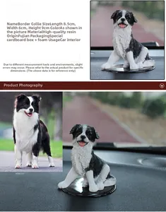 Detailed size specifications for the Border Collie resin car dashboard ornament