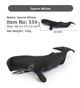 Realistic sperm whale animal model with skin texture details and 20.5x7.5x5cm dimensions