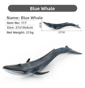 Detailed blue whale animal model with realistic skin texture and 27x10x6cm dimensions