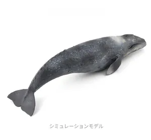 Detailed macro view of gray whale model showing realistic skin texture and dorsal fins