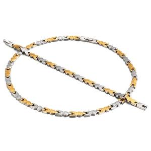 Zweifarbiges Gliederkettenarmband aus Titanstahl in Gold und Silber für Damen und Herren