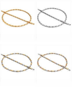 Detailansicht der H-Glied-Armbänder aus Titanstahl in Gold, Silber und zweifarbigem Design