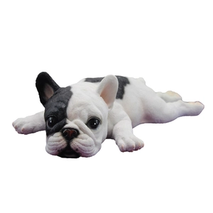 Figura realista de bulldog francés de resina en blanco y negro para decoración de mesa