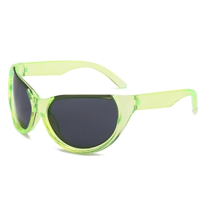 Lunettes de soleil sportives Y2K avec monture vert néon translucide et verres gris foncé