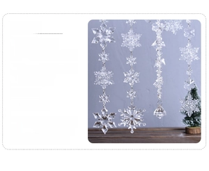 Macro detail of acrylic snowflake and icicle ornaments with crystal-like facet texture