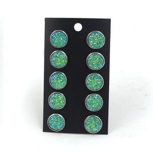 Boucles d'Oreilles Clous Rondes en Acier Inoxydable Druzy Ensemble Minimaliste Paillettes Résine Boucles d'Oreilles Géométriques Homme Femme Bijoux