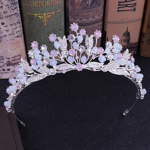 Baroque Retro Bridal Tiara Crown Alloy Rhinestone Crystal Leaf Design Headpiece For Wedding Birthday Party Pageant