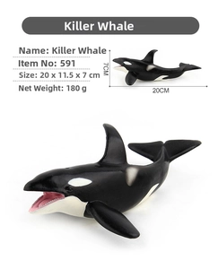 Realistic killer whale model dimensions 20x11.5x7cm with detailed black and white skin texture