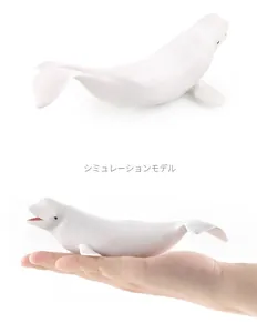 Detailed realistic white beluga whale model with textured skin and open mouth detail